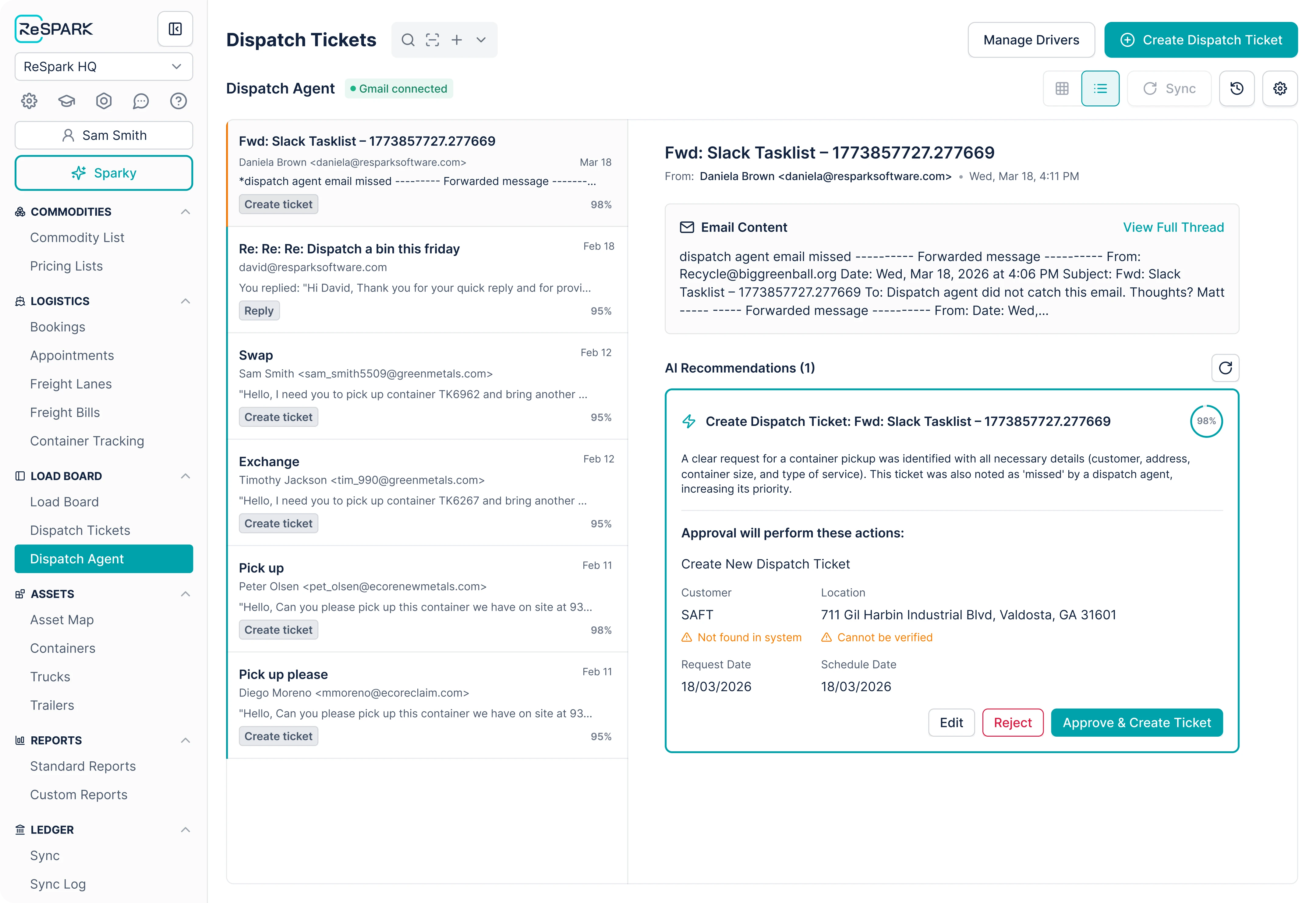 ReSpark AI agents dashboard