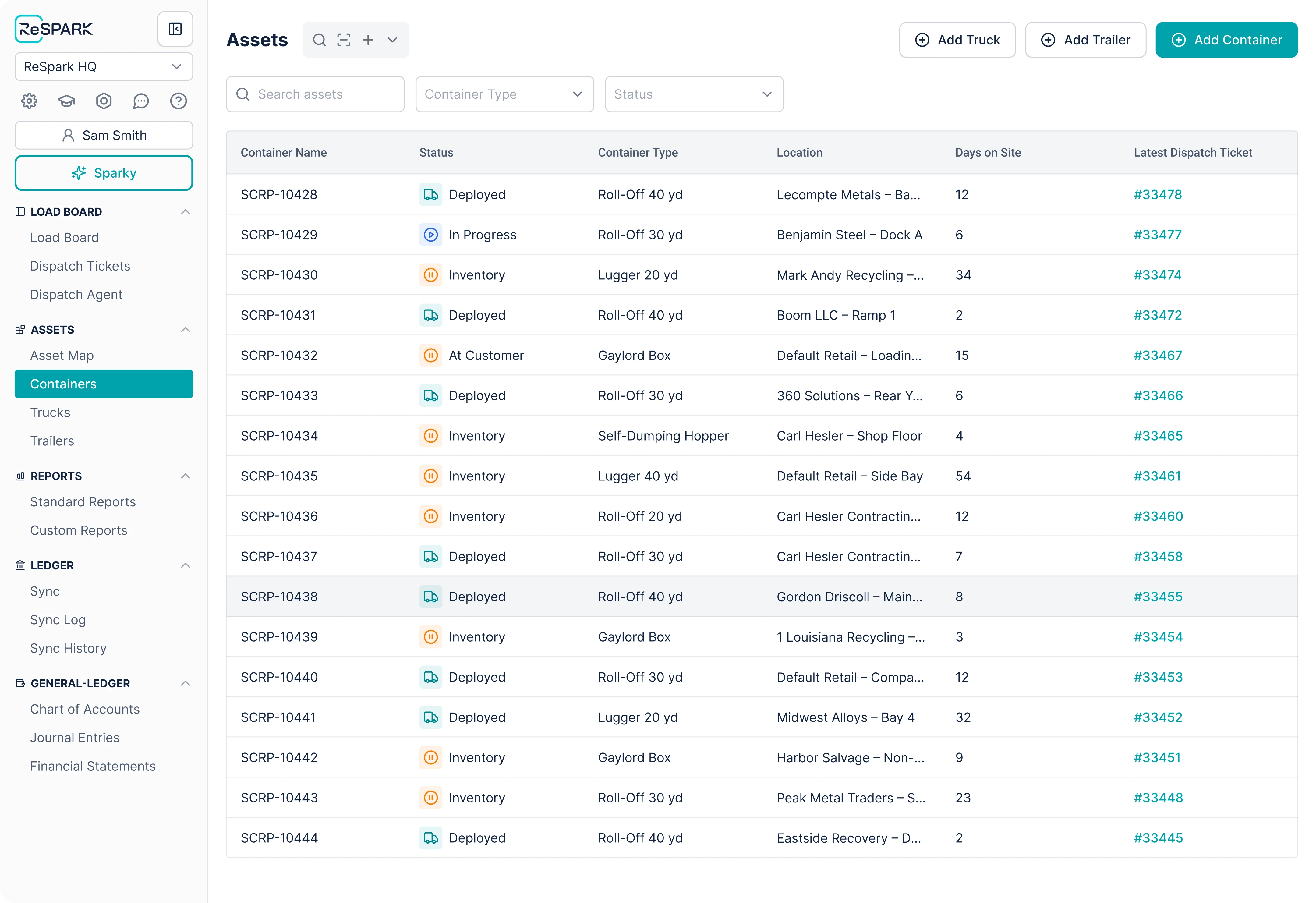 ReSpark equipment maintenance — asset tracking and scheduling