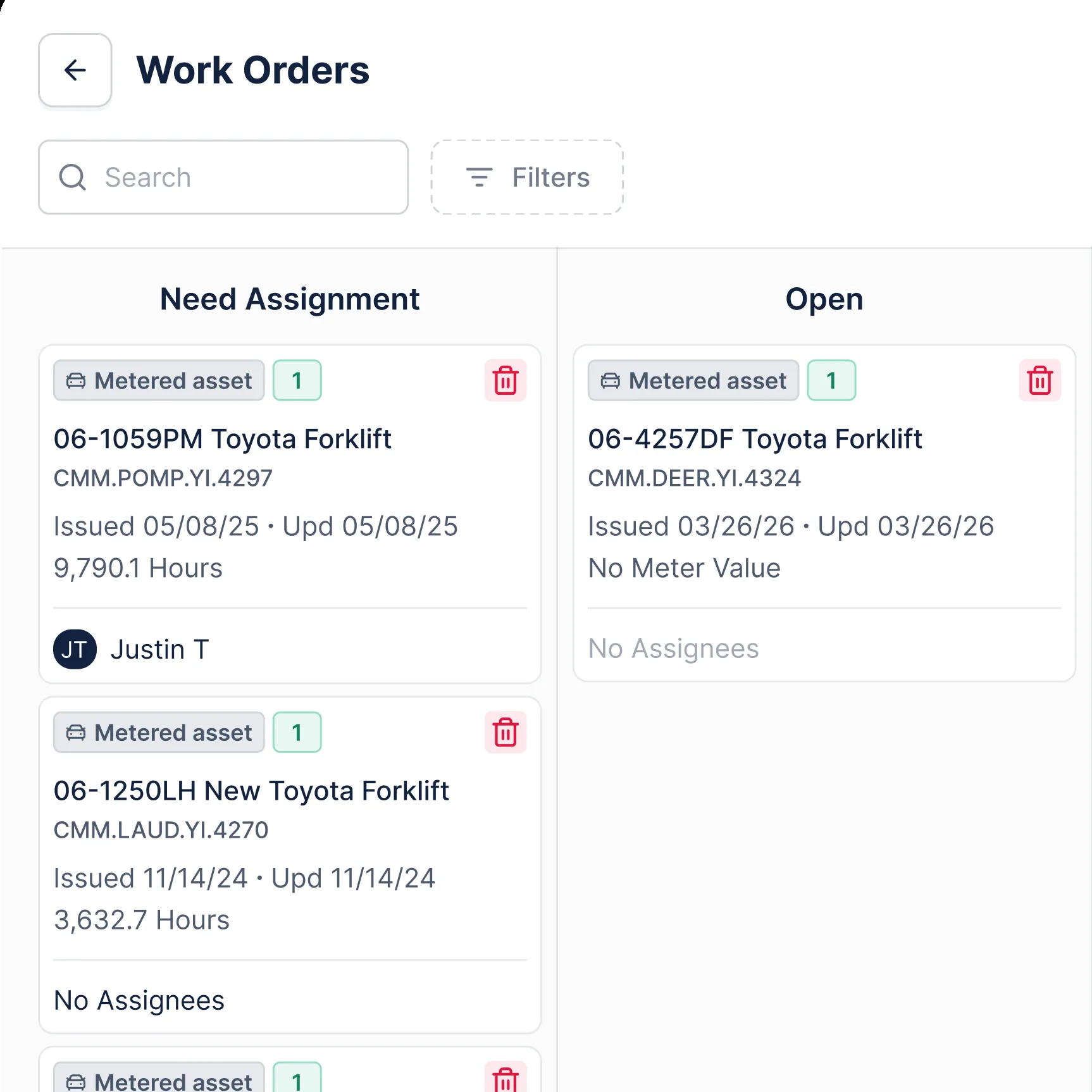 Work order kanban board in ReSparkPM
